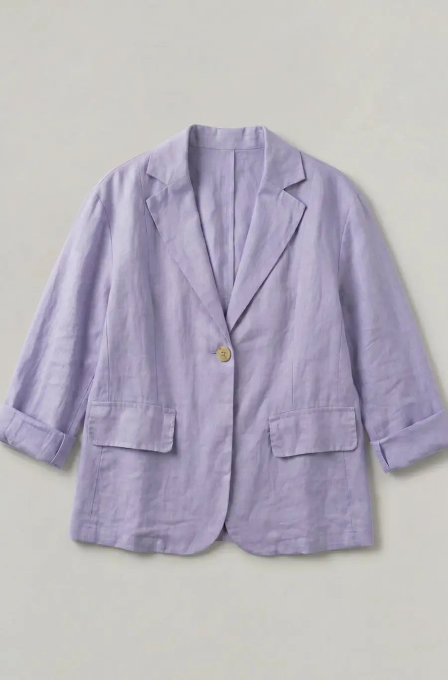 Blazer de lino para mujer, de corte holgado y con un botón, para looks de invitada de boda en otoño