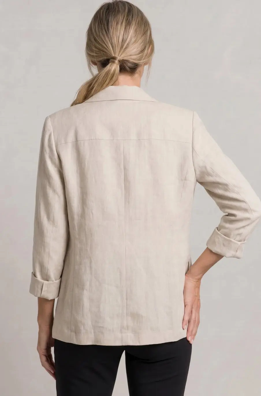 Blazer de lino para mujer, de corte holgado y con un botón, para looks de invitada de boda en otoño
