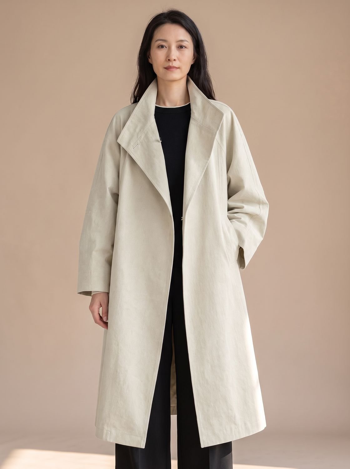 Sienna | Abrigo largo de cuello alto con un botón, para mujer