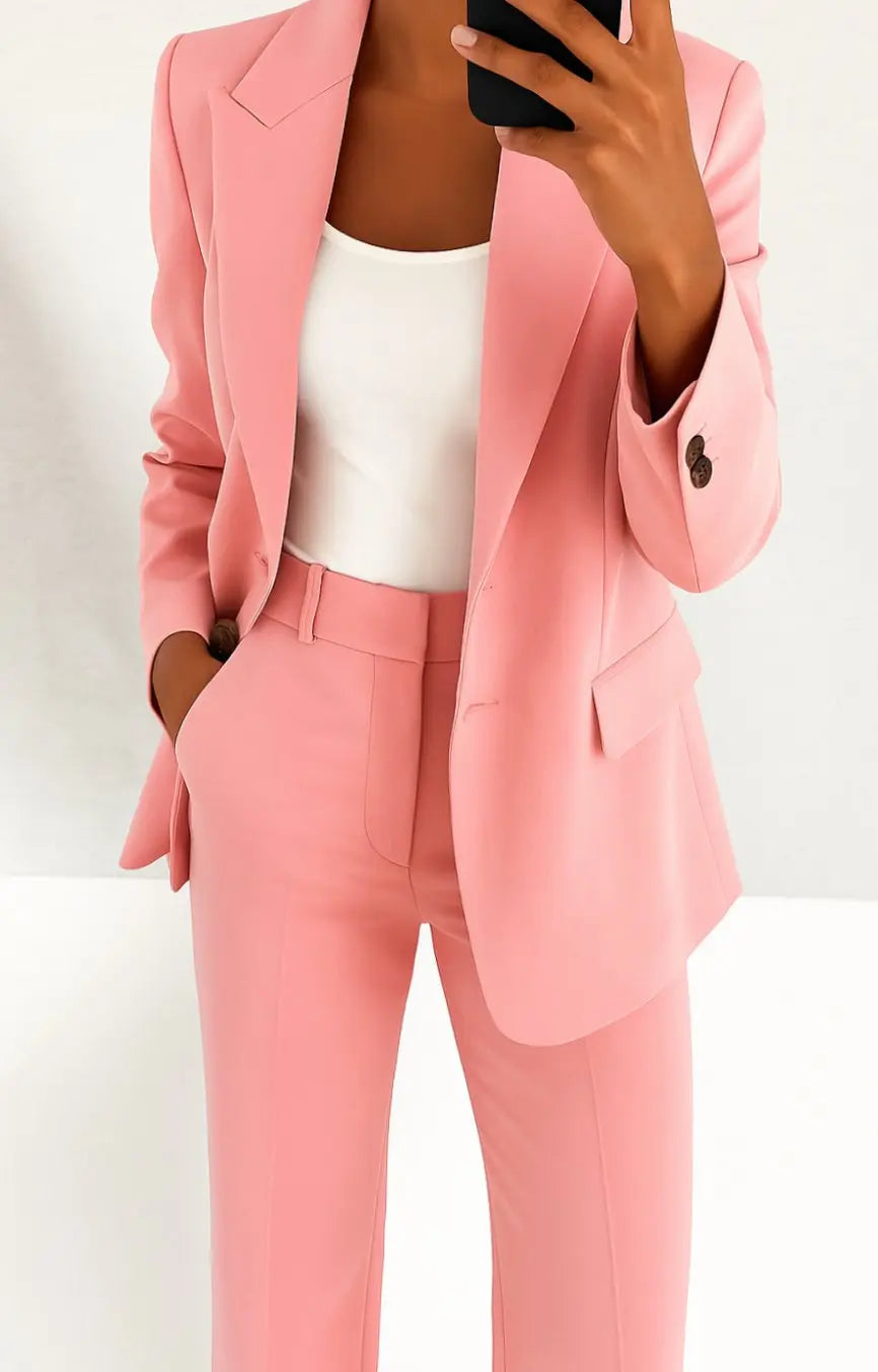 Conjunto de traje entallado para mujer, con blazer y pantalón, estilo clásico de oficina