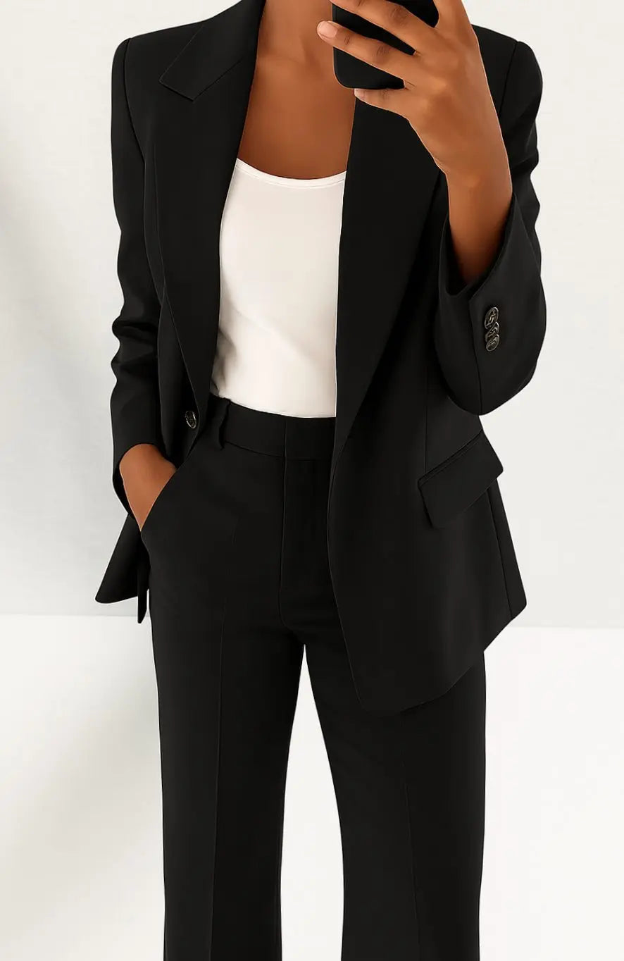 Conjunto de traje entallado para mujer, con blazer y pantalón, estilo clásico de oficina