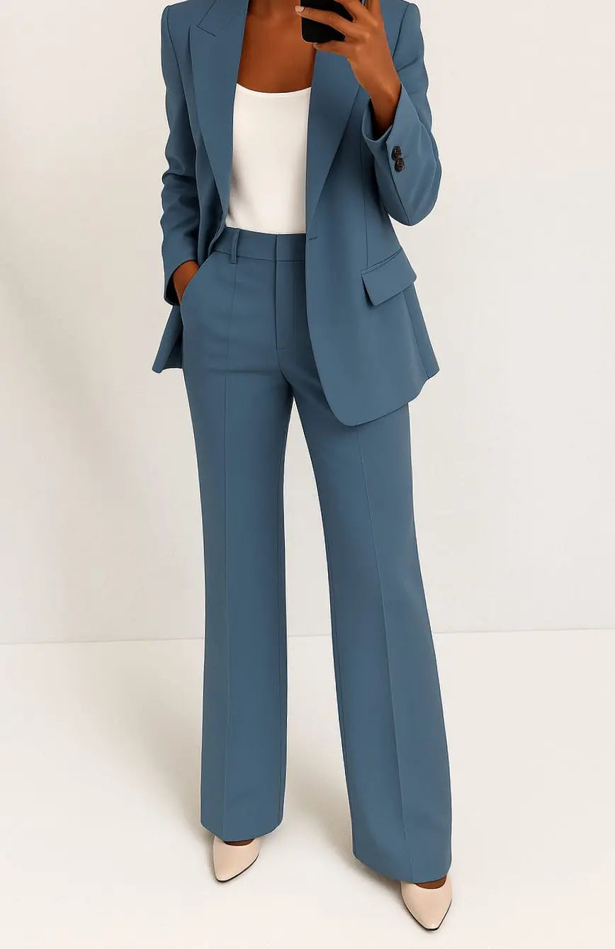 Conjunto de traje entallado para mujer, con blazer y pantalón, estilo clásico de oficina