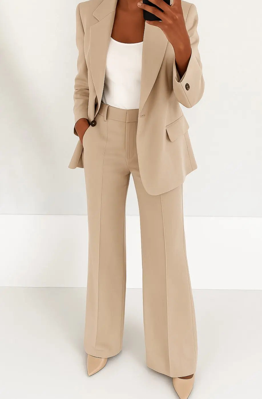 Conjunto de traje entallado para mujer, con blazer y pantalón, estilo clásico de oficina
