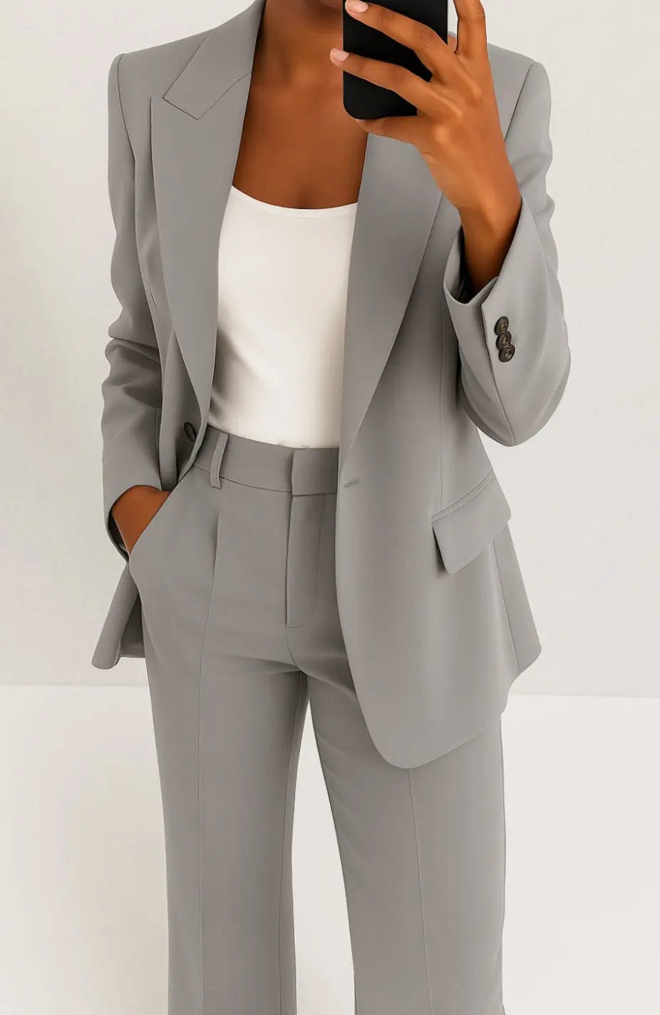 Conjunto de traje entallado para mujer, con blazer y pantalón, estilo clásico de oficina