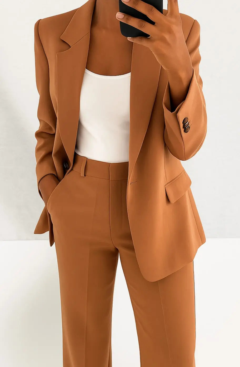 Conjunto de traje entallado para mujer, con blazer y pantalón, estilo clásico de oficina