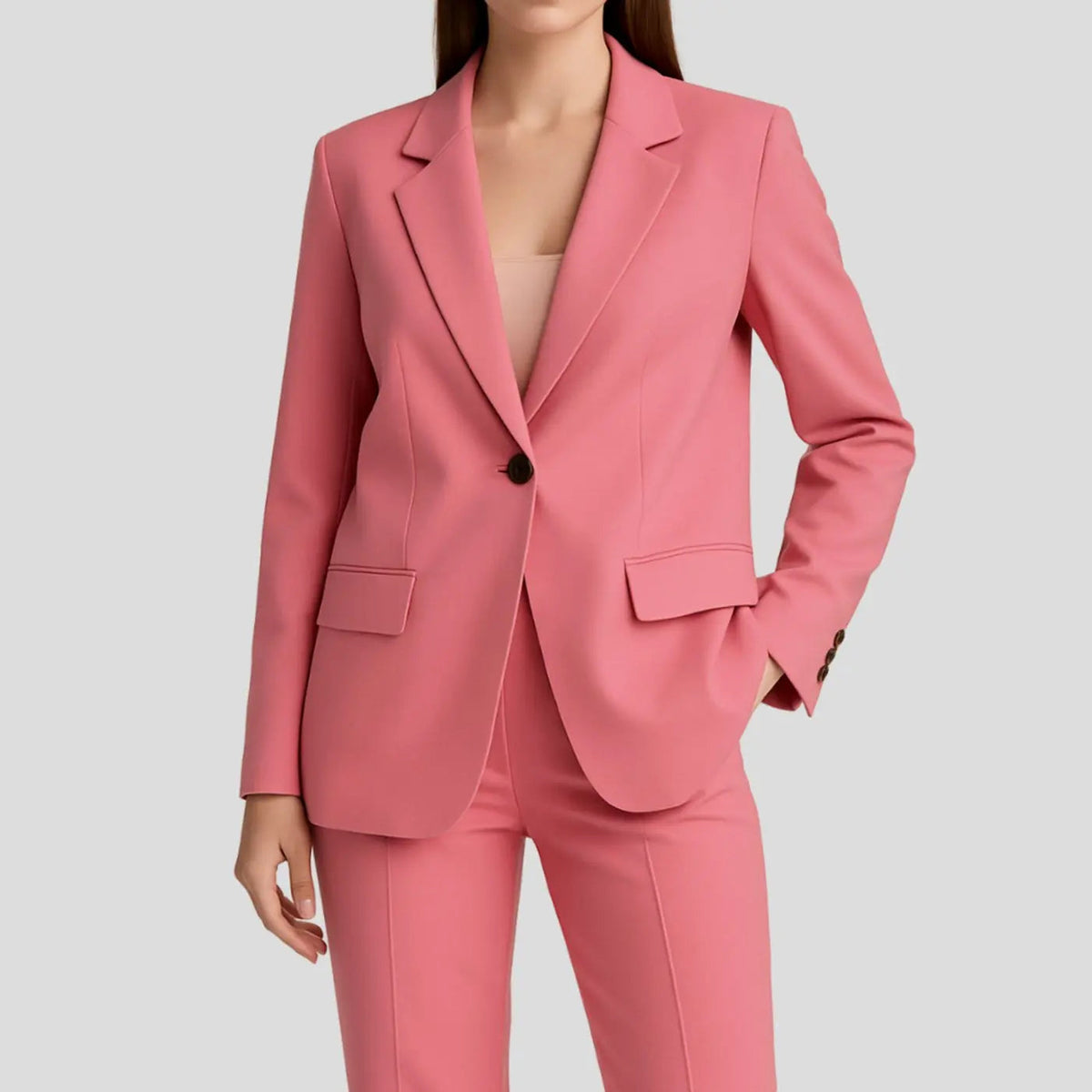 Conjunto de traje entallado para mujer, con blazer de un botón y pantalón