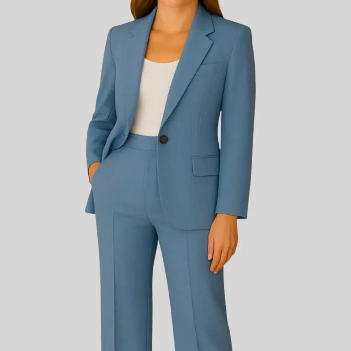 Conjunto de traje entallado para mujer, con blazer de un botón y pantalón