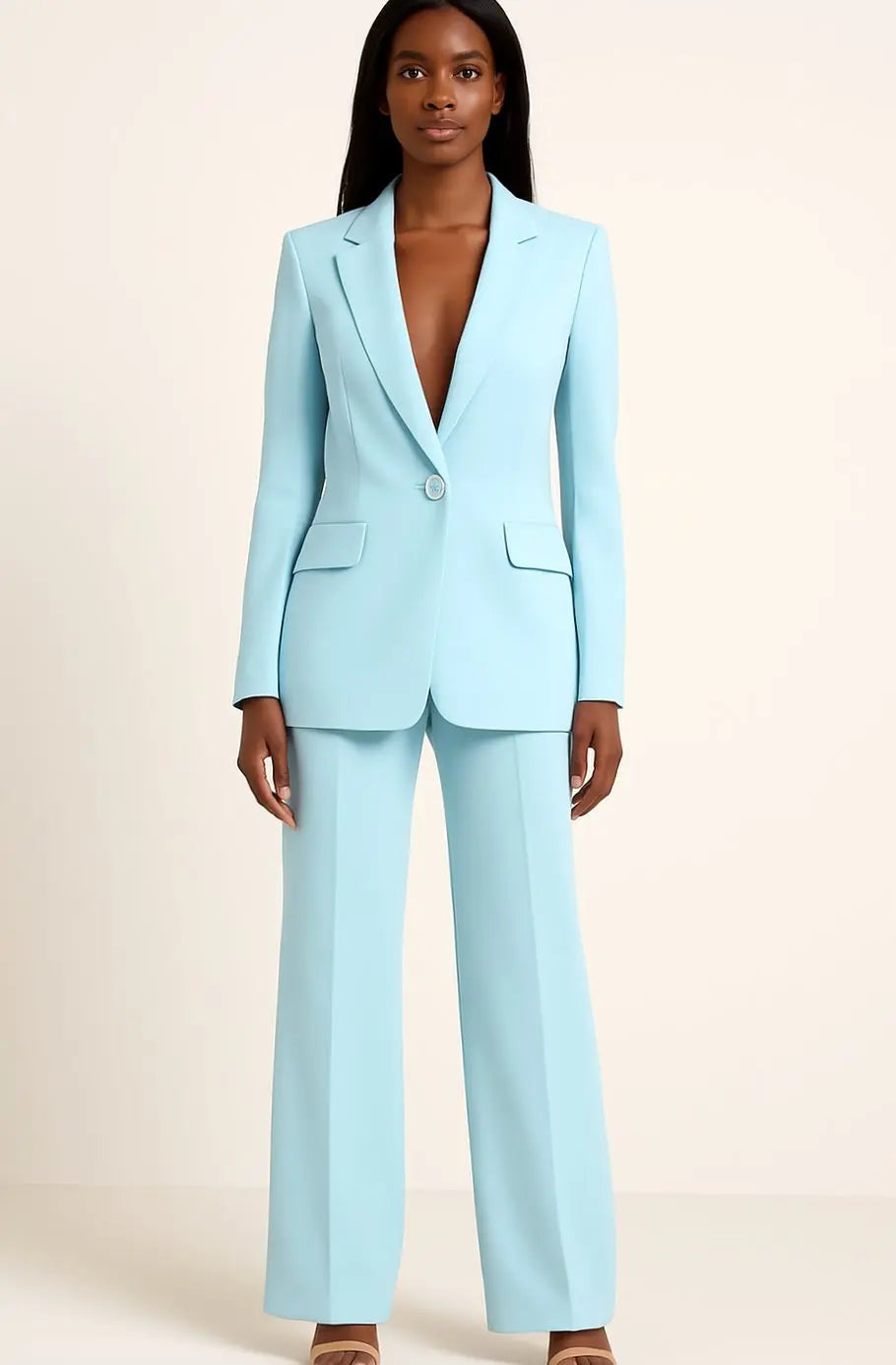 Conjunto de traje entallado para mujer, con blazer de un botón y pantalón