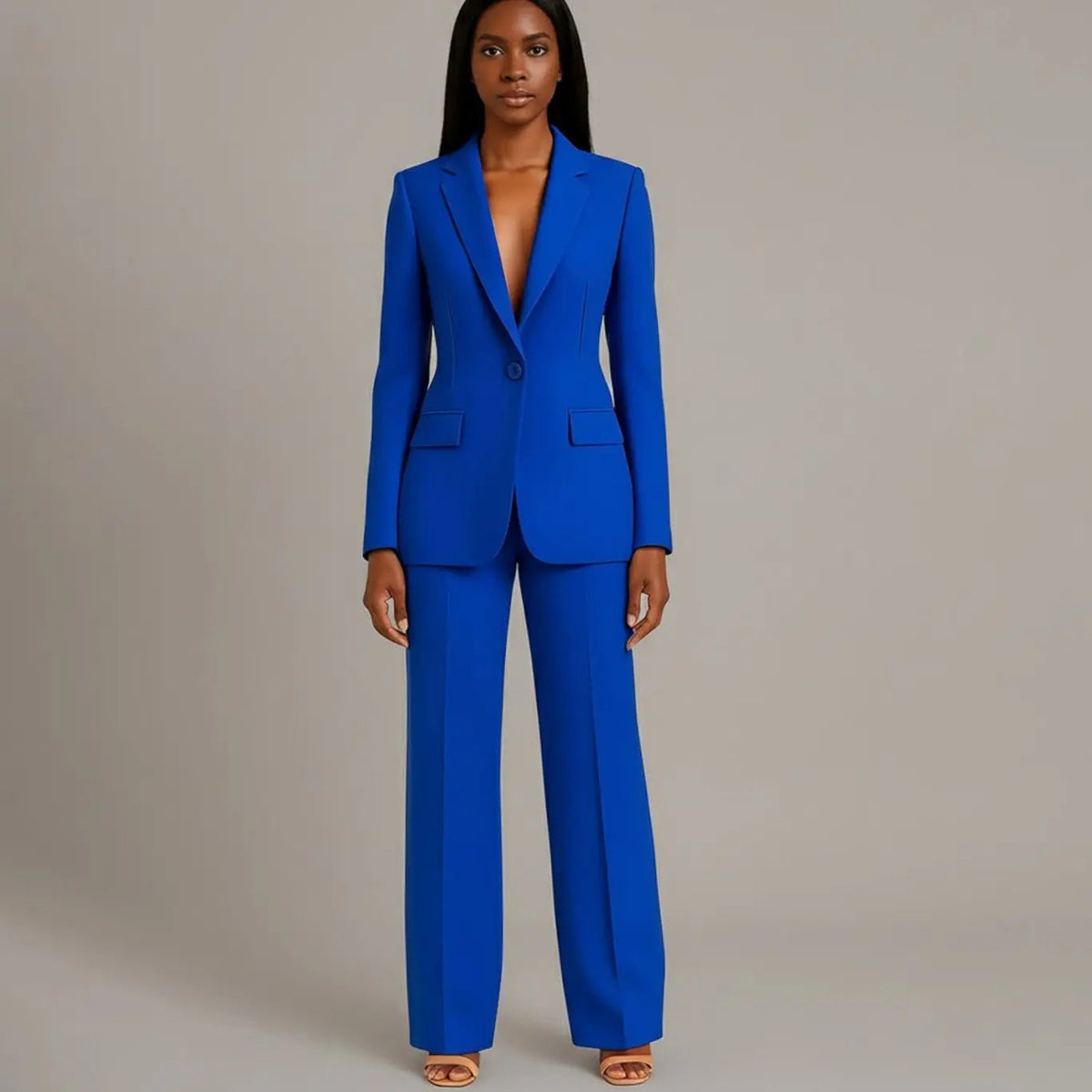 Conjunto de traje entallado para mujer, con blazer de un botón y pantalón