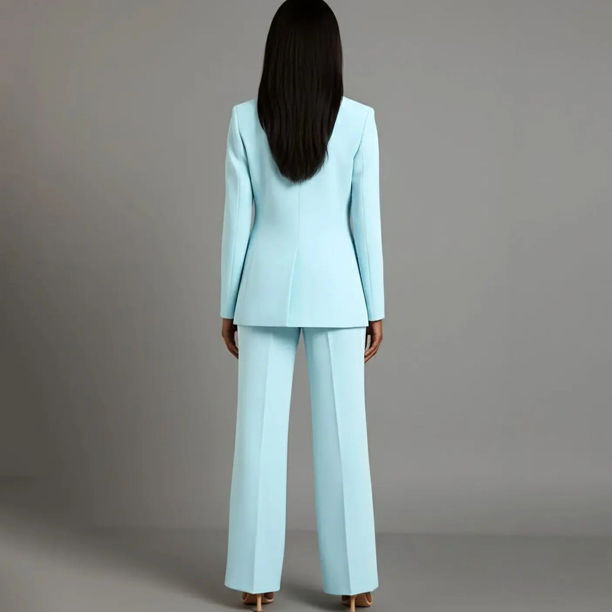 Conjunto de traje entallado para mujer, con blazer de un botón y pantalón