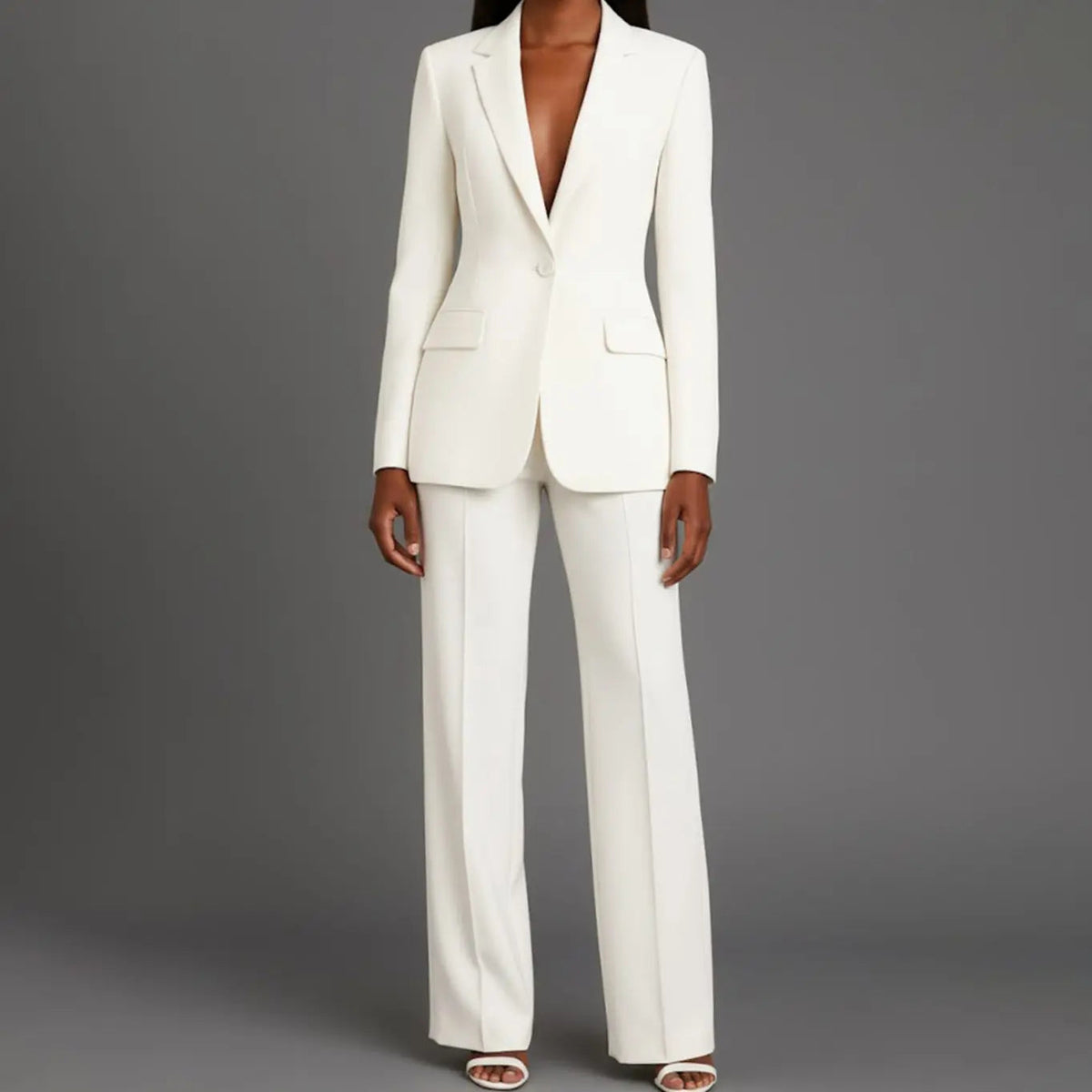 Conjunto de traje entallado para mujer, con blazer de un botón y pantalón