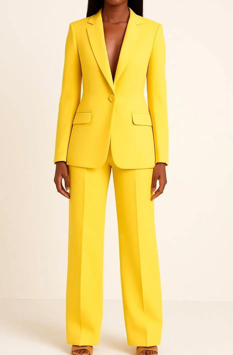 Conjunto de traje entallado para mujer, con blazer de un botón y pantalón