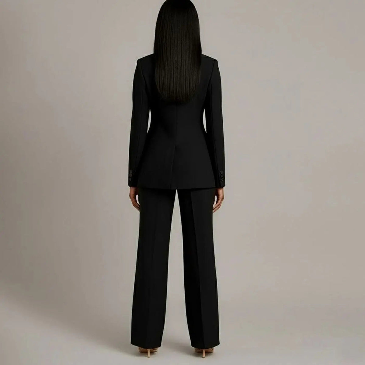 Conjunto de traje entallado para mujer, con blazer de un botón y pantalón