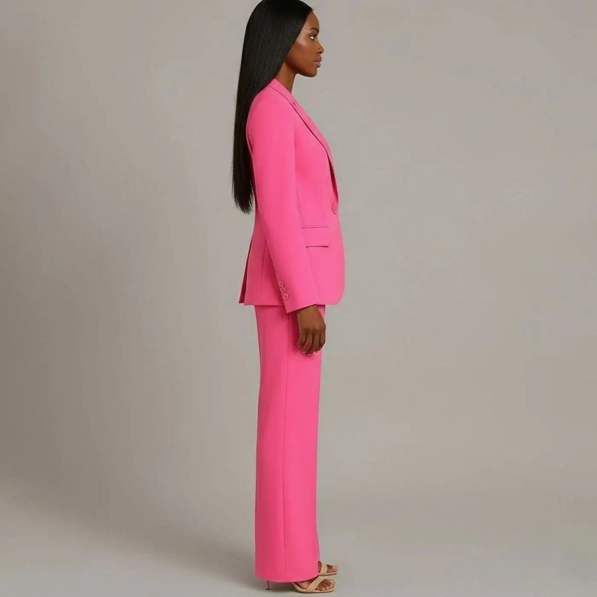 Conjunto de traje entallado para mujer, con blazer de un botón y pantalón