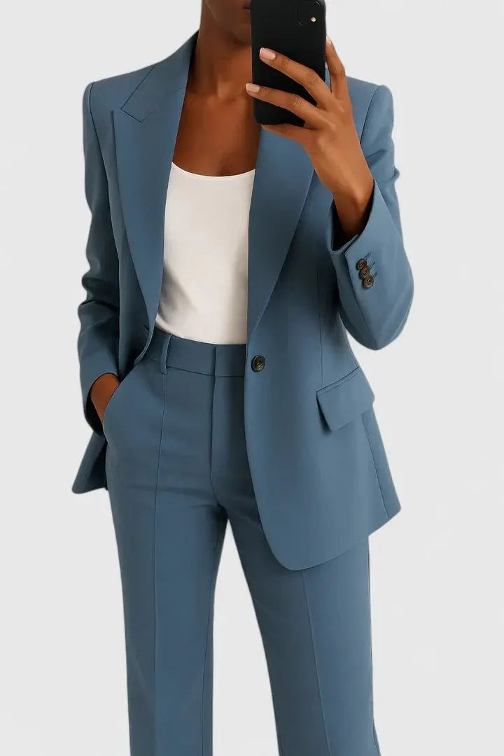 Traje de dos piezas para mujer con blazer entallado y pantalón de vestir para la oficina