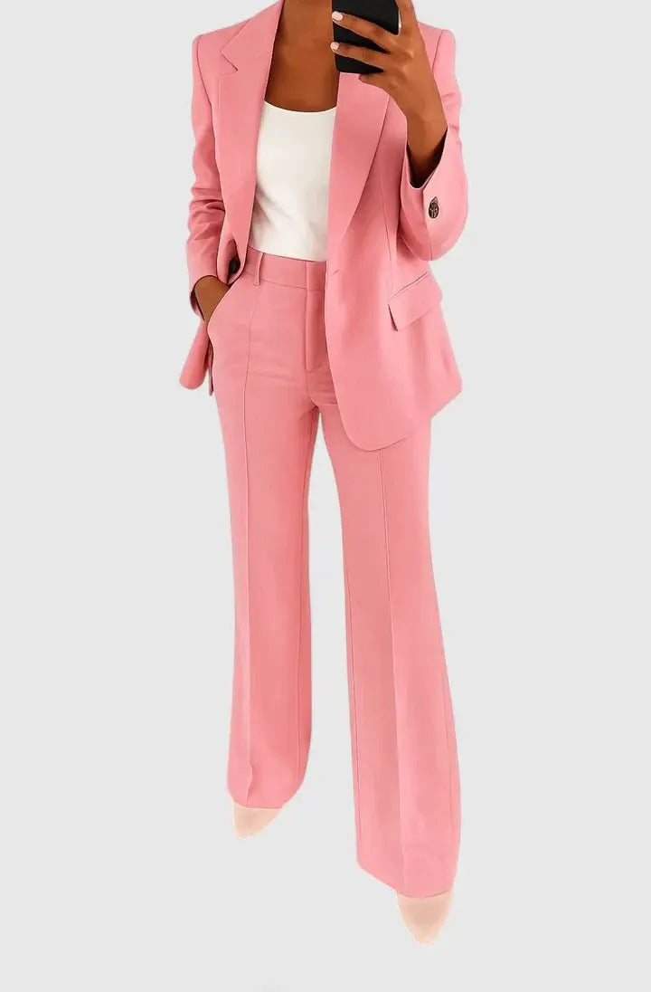Traje de dos piezas para mujer con blazer entallado y pantalón de vestir para la oficina
