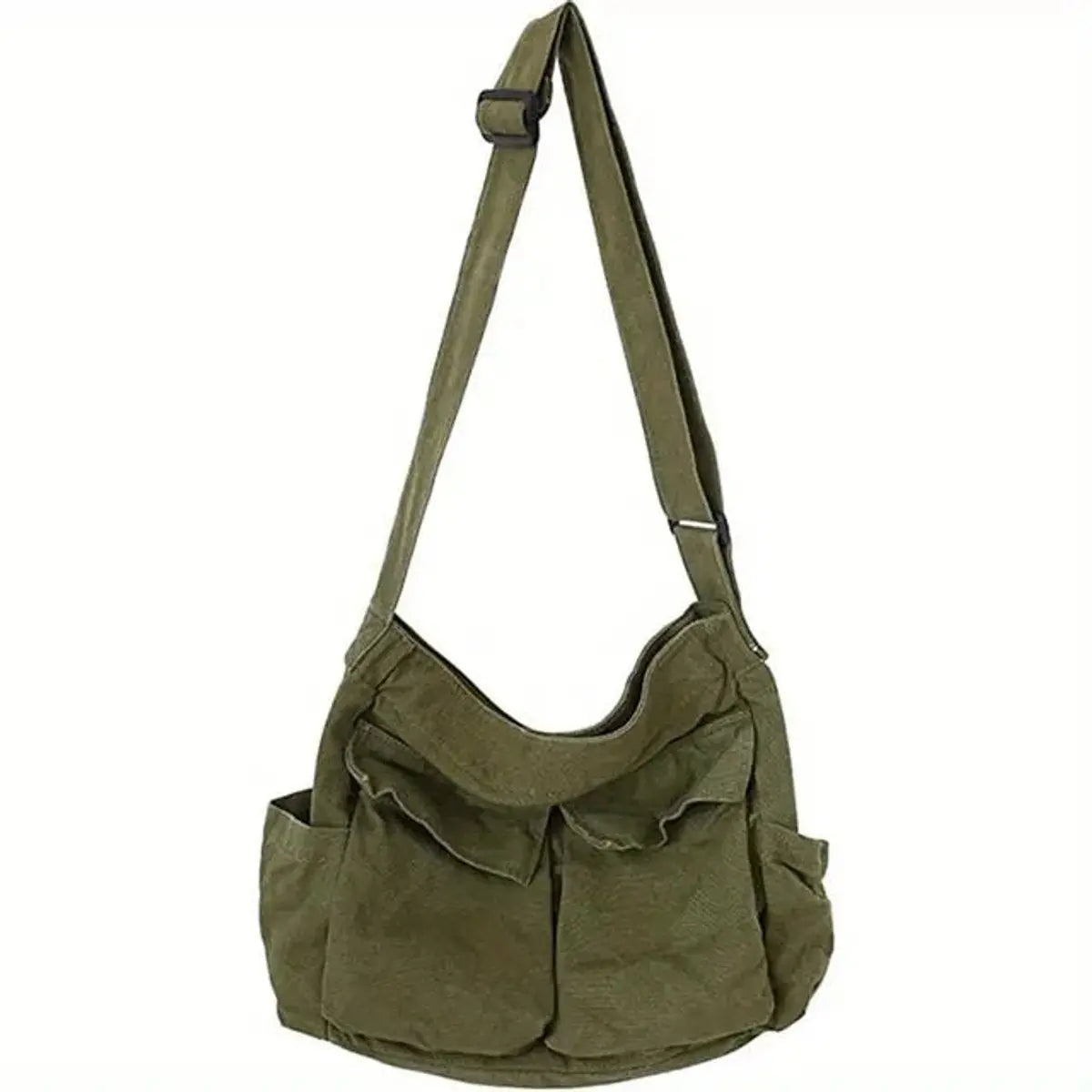Bolso tote vintage de lona para mujer, con múltiples bolsillos, para llevar cruzado o al hombro