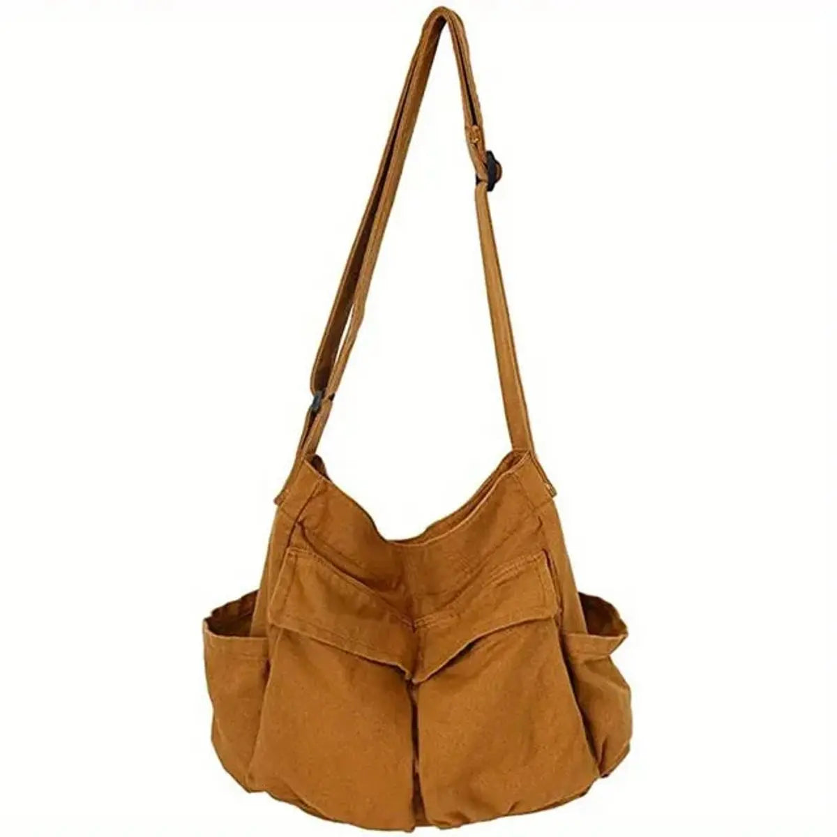 Bolso tote vintage de lona para mujer, con múltiples bolsillos, para llevar cruzado o al hombro