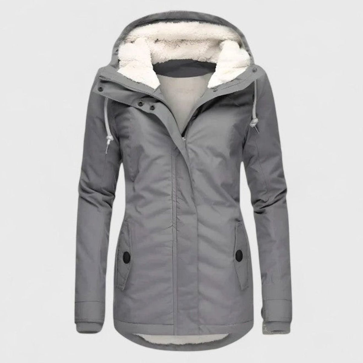Abrigo de invierno impermeable con capucha y forro polar para mujer