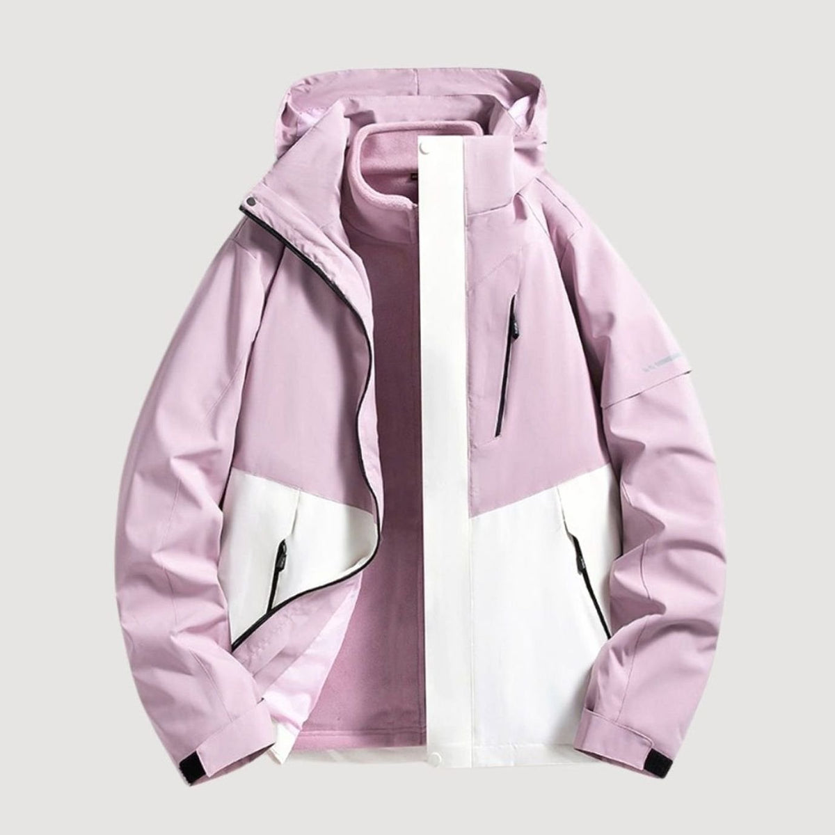 Chaqueta de invierno impermeable con capucha para mujer, de corte relajado y cuello forrado de polar