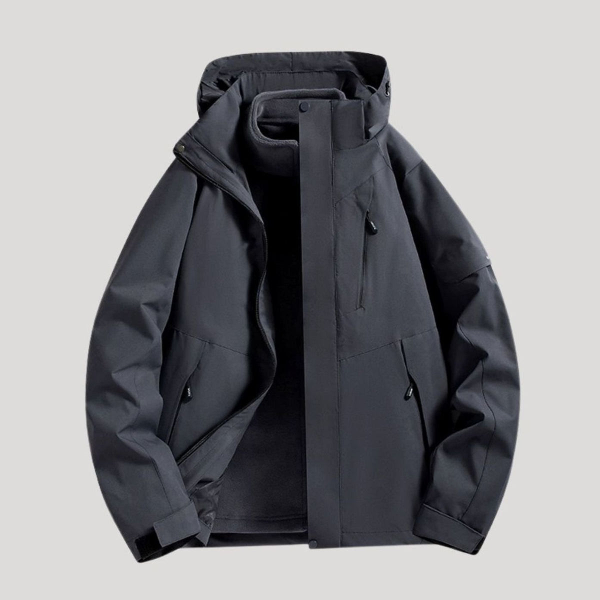 Chaqueta de invierno impermeable con capucha para mujer, de corte relajado y cuello forrado de polar