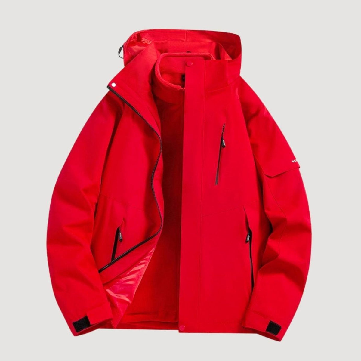 Chaqueta de invierno impermeable con capucha para mujer, de corte relajado y cuello forrado de polar