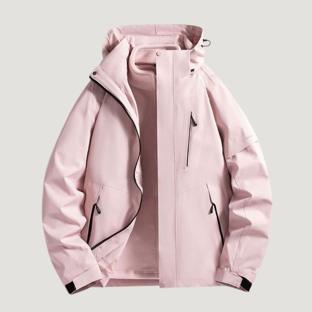 Chaqueta de invierno impermeable con capucha para mujer, de corte relajado y cuello forrado de polar