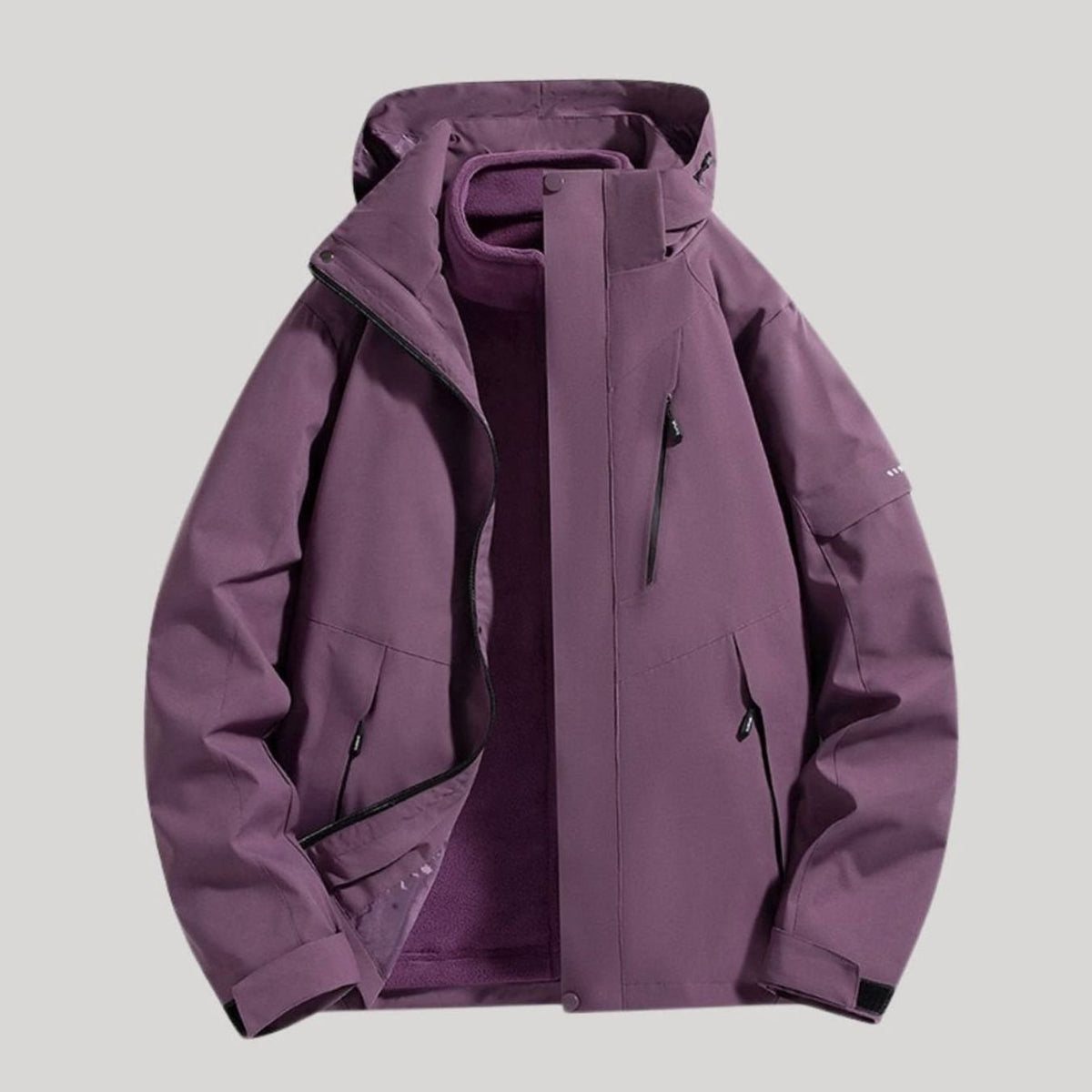 Chaqueta de invierno impermeable con capucha para mujer, de corte relajado y cuello forrado de polar