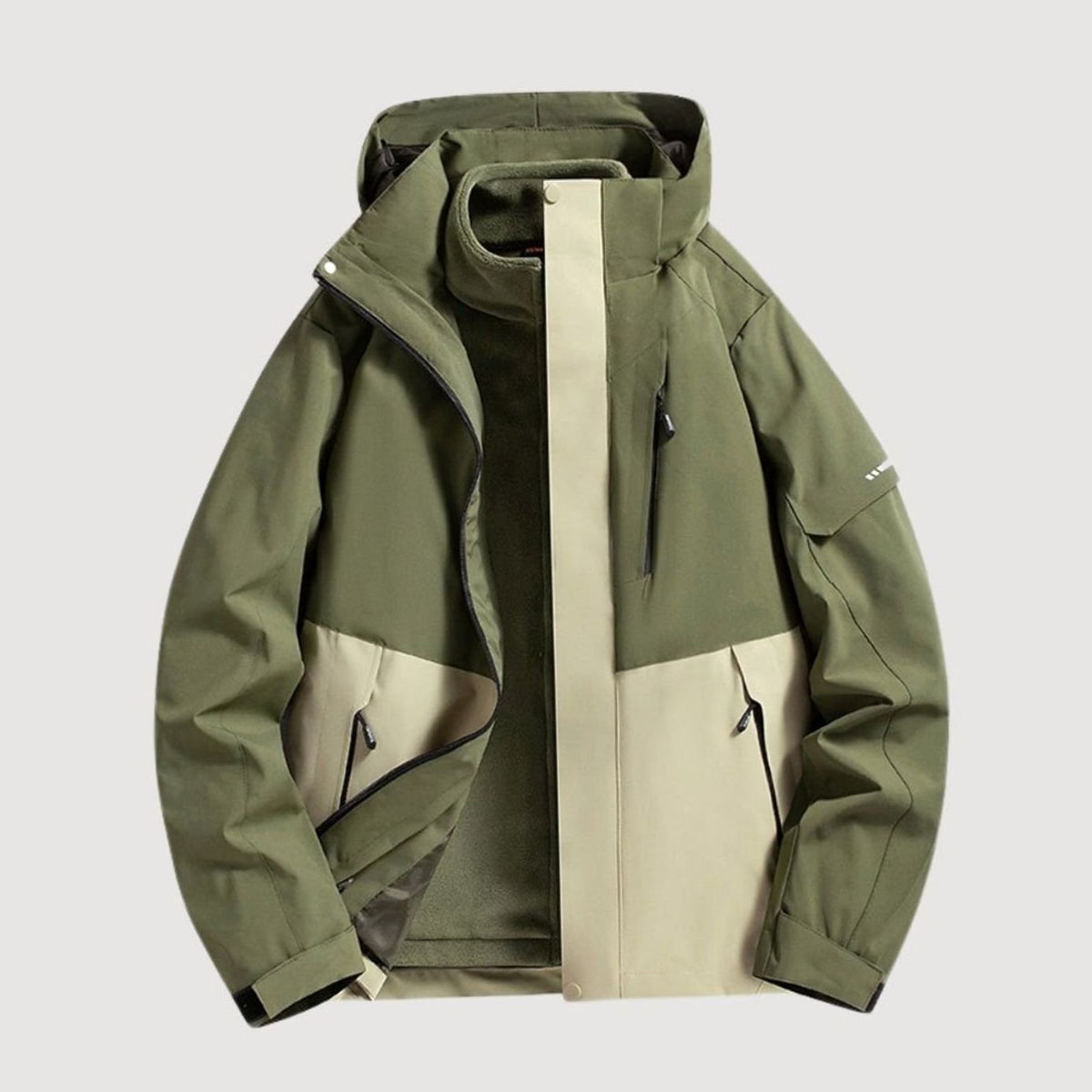 Chaqueta de invierno impermeable con capucha para mujer, de corte relajado y cuello forrado de polar
