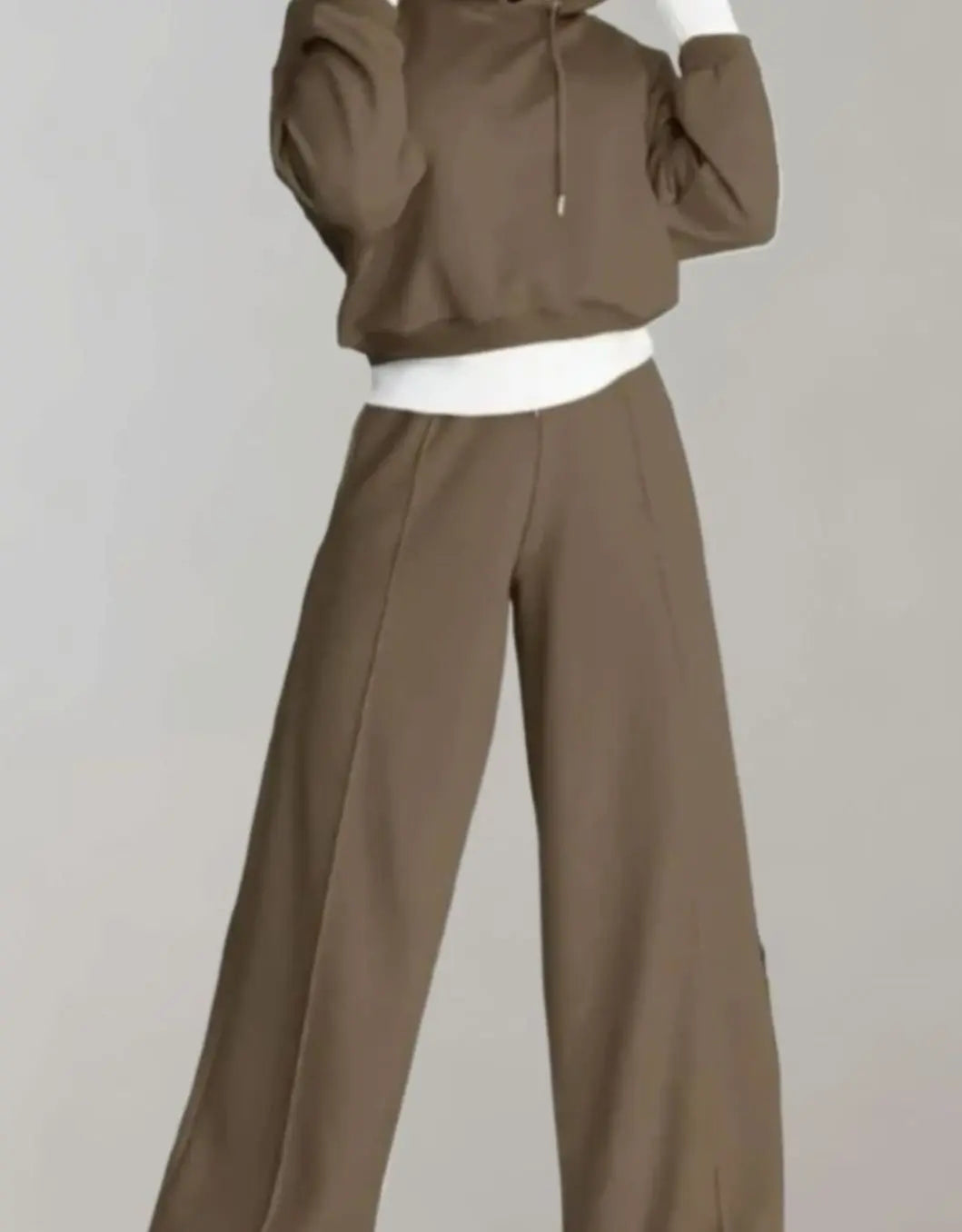 Conjunto deportivo para mujer, con pantalón de pernera ancha con cordón y sudadera corta con capucha