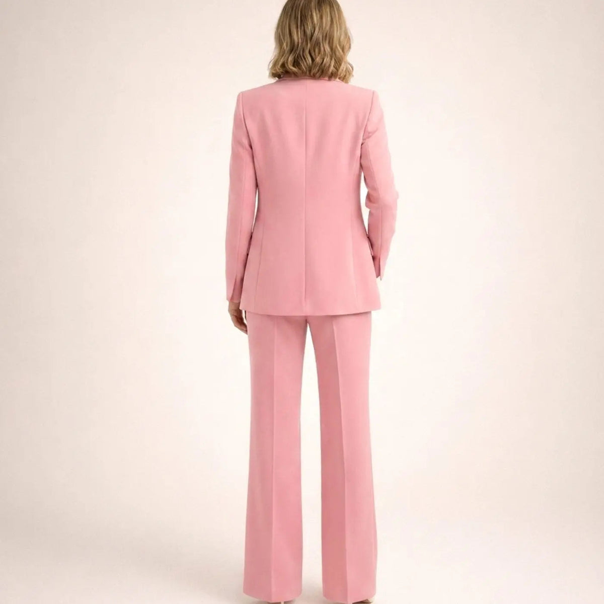 Conjunto de traje para mujer, con blazer entallada y pantalón de pernera ancha
