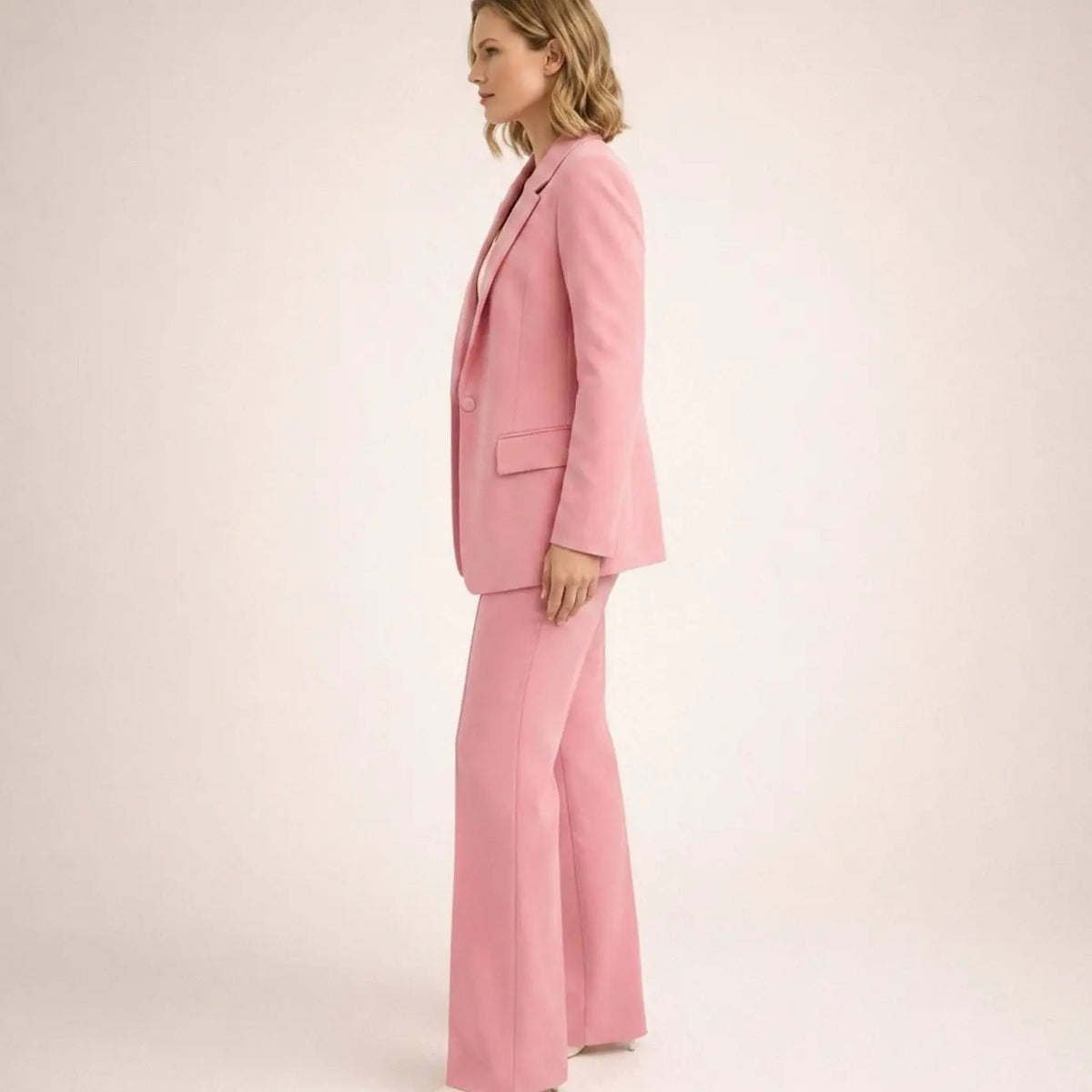 Conjunto de traje para mujer, con blazer entallada y pantalón de pernera ancha