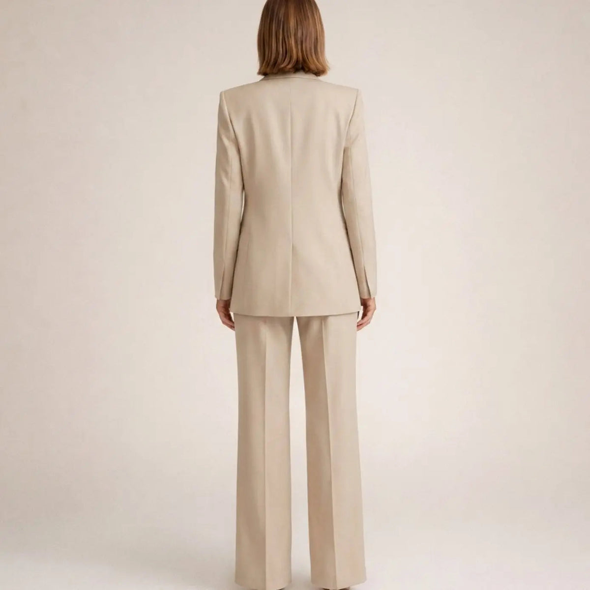 Conjunto de traje para mujer, con blazer entallada y pantalón de pernera ancha