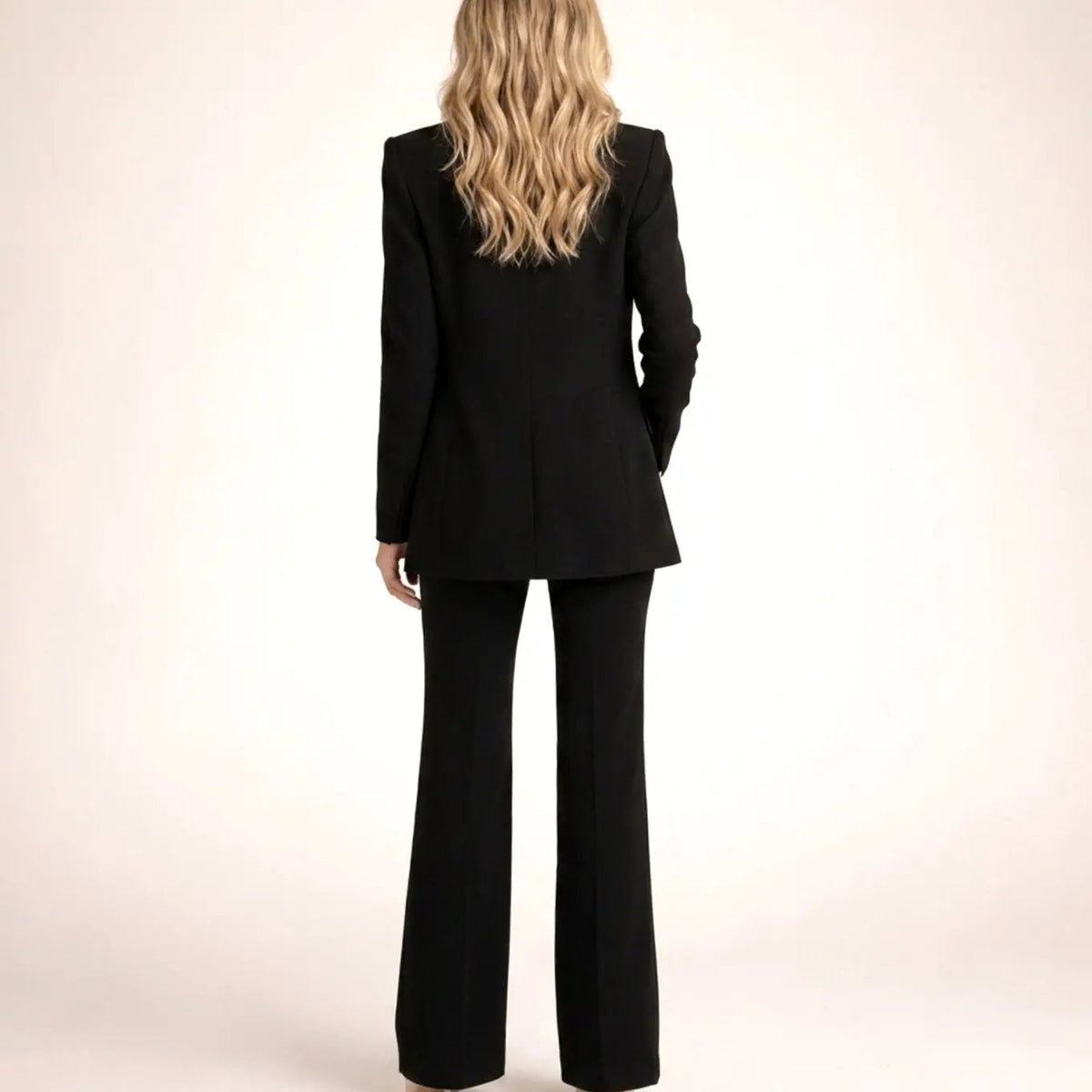 Conjunto de traje para mujer, con blazer entallada y pantalón de pernera ancha