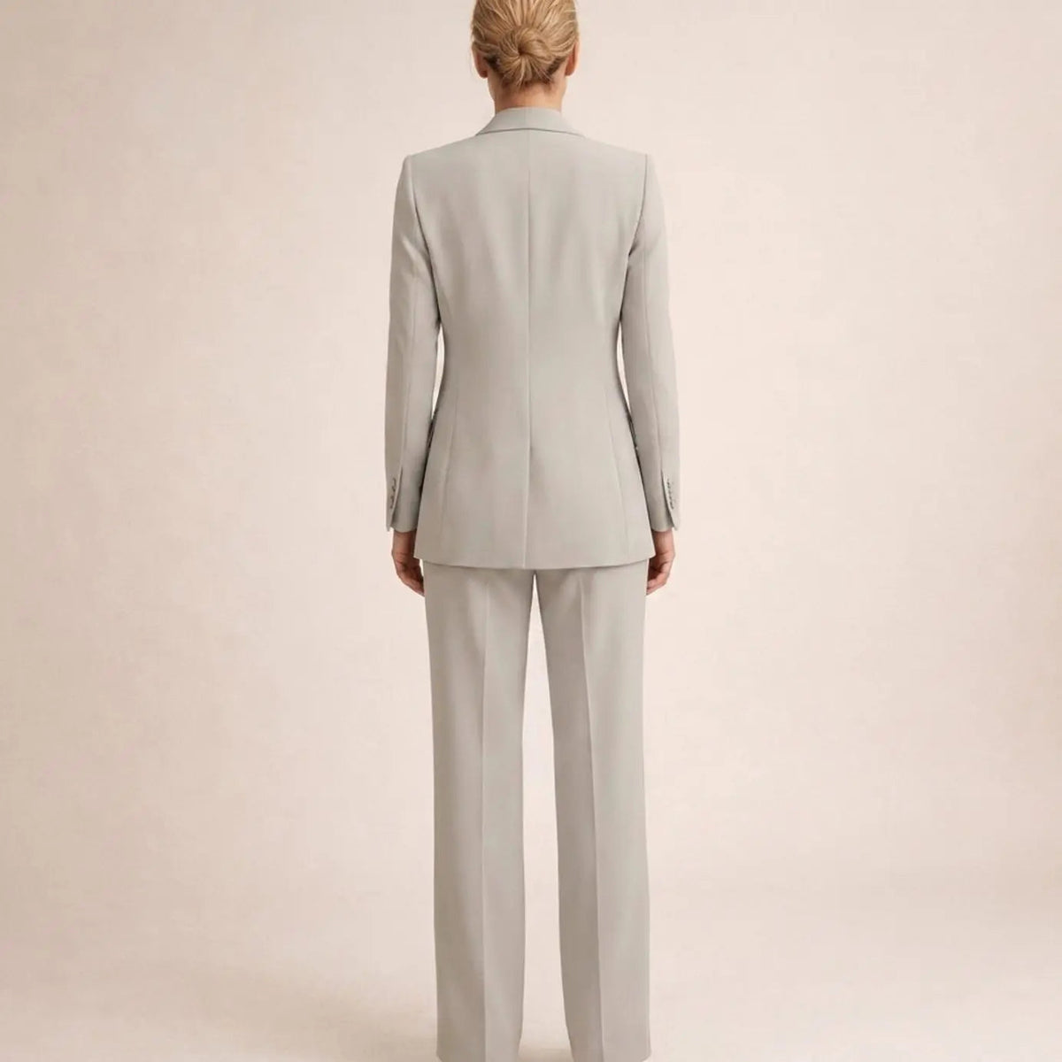 Conjunto de traje para mujer, con blazer entallada y pantalón de pernera ancha
