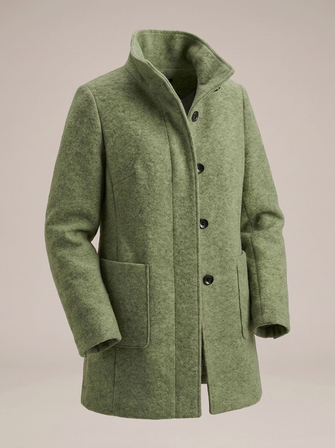 Freya | Gabardina de mezcla de lana para mujer, de cuello alto, con botones delanteros y corte largo