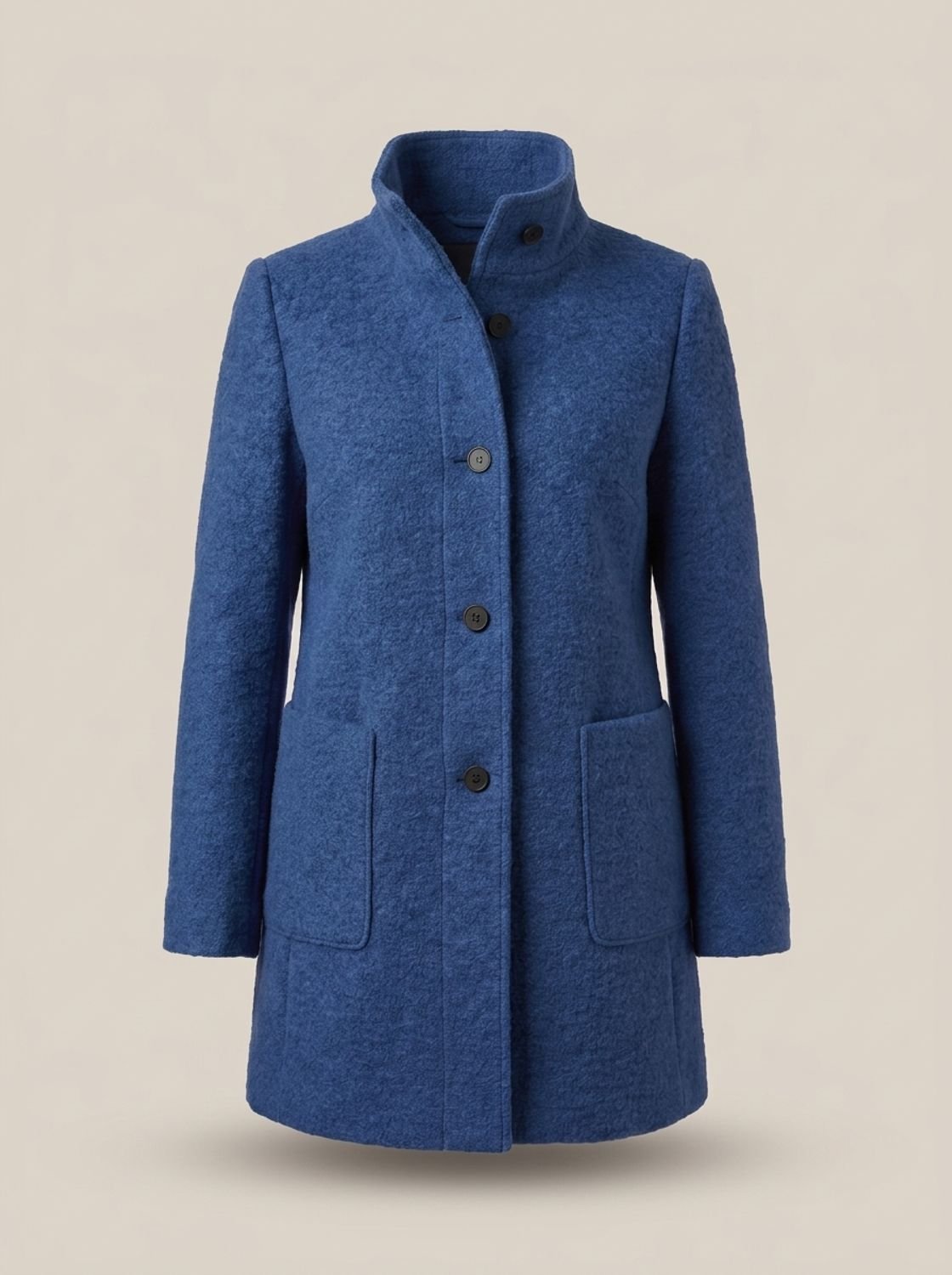 Freya | Gabardina de mezcla de lana para mujer, de cuello alto, con botones delanteros y corte largo