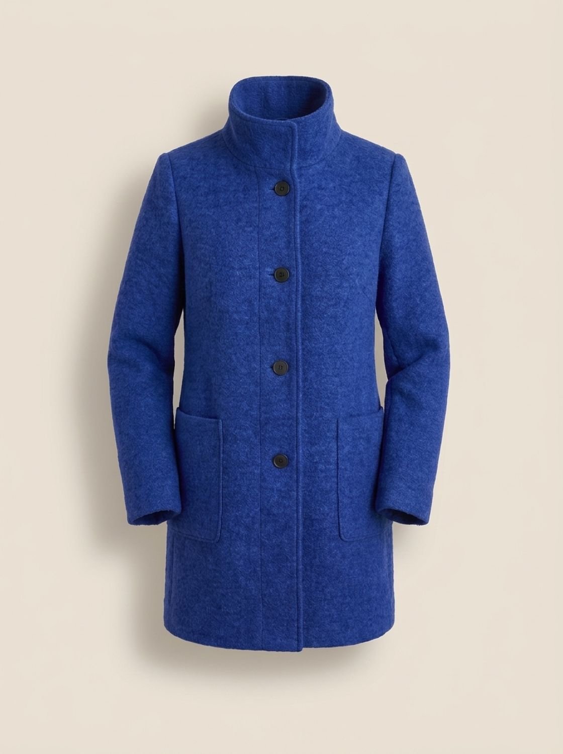 Freya | Gabardina de mezcla de lana para mujer, de cuello alto, con botones delanteros y corte largo