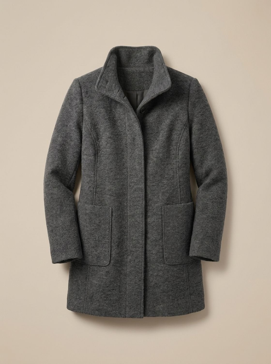 Freya | Gabardina de mezcla de lana para mujer, de cuello alto, con botones delanteros y corte largo