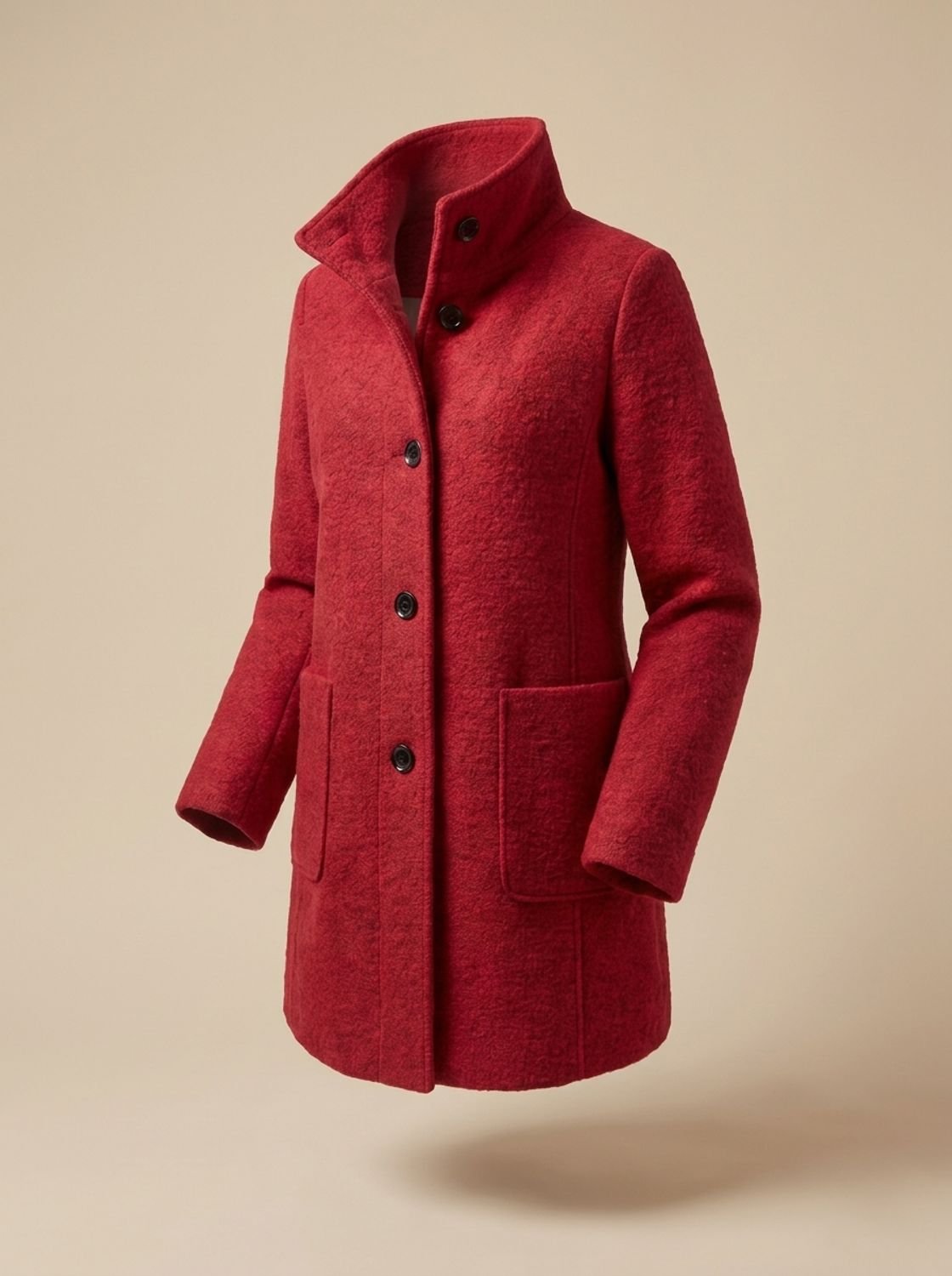 Freya | Gabardina de mezcla de lana para mujer, de cuello alto, con botones delanteros y corte largo
