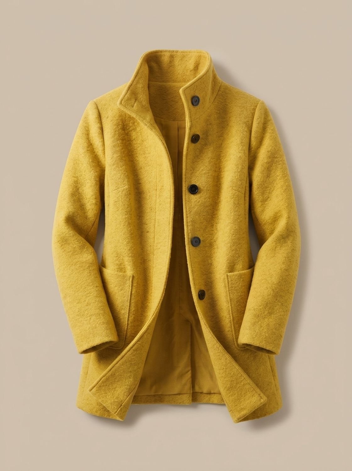 Freya | Gabardina de mezcla de lana para mujer, de cuello alto, con botones delanteros y corte largo